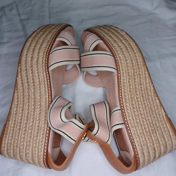 Women's Pink Tory Burch Blush Frieda Espadrille Platform Sandal sz 8.5 - Picture 13 of 16